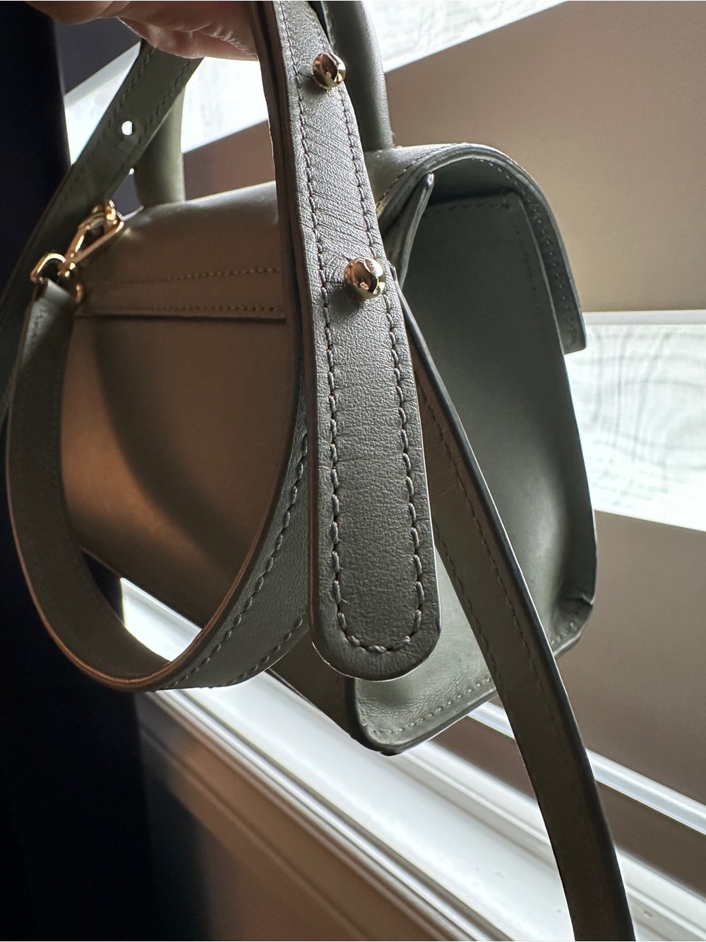 DeMellier Mini Top-Handle Bag in Sage Green with Gold Hardware - Picture 3 of 11